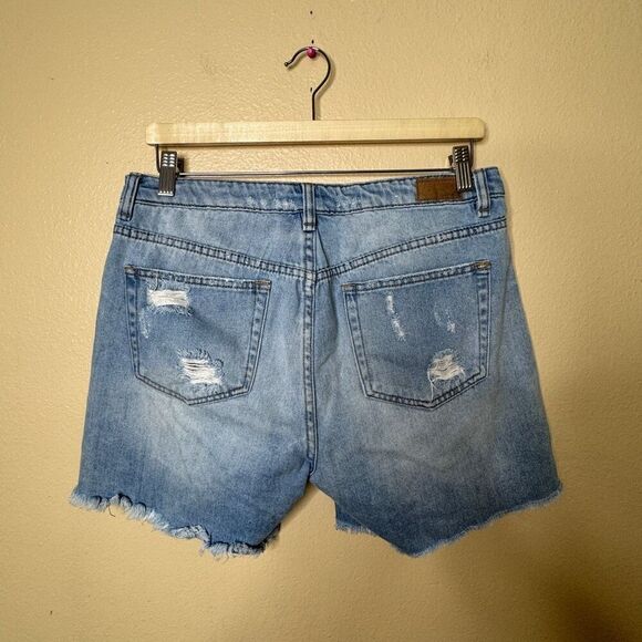 Garage Shorts Women's 7 blue Boyfriend Denim Distressed - Picture 10 of 12